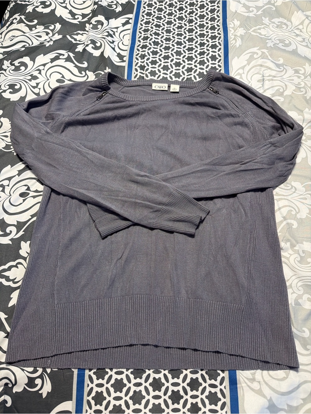 Cato Women's Scoopneck Pullover Sweater in Charcoal Gray